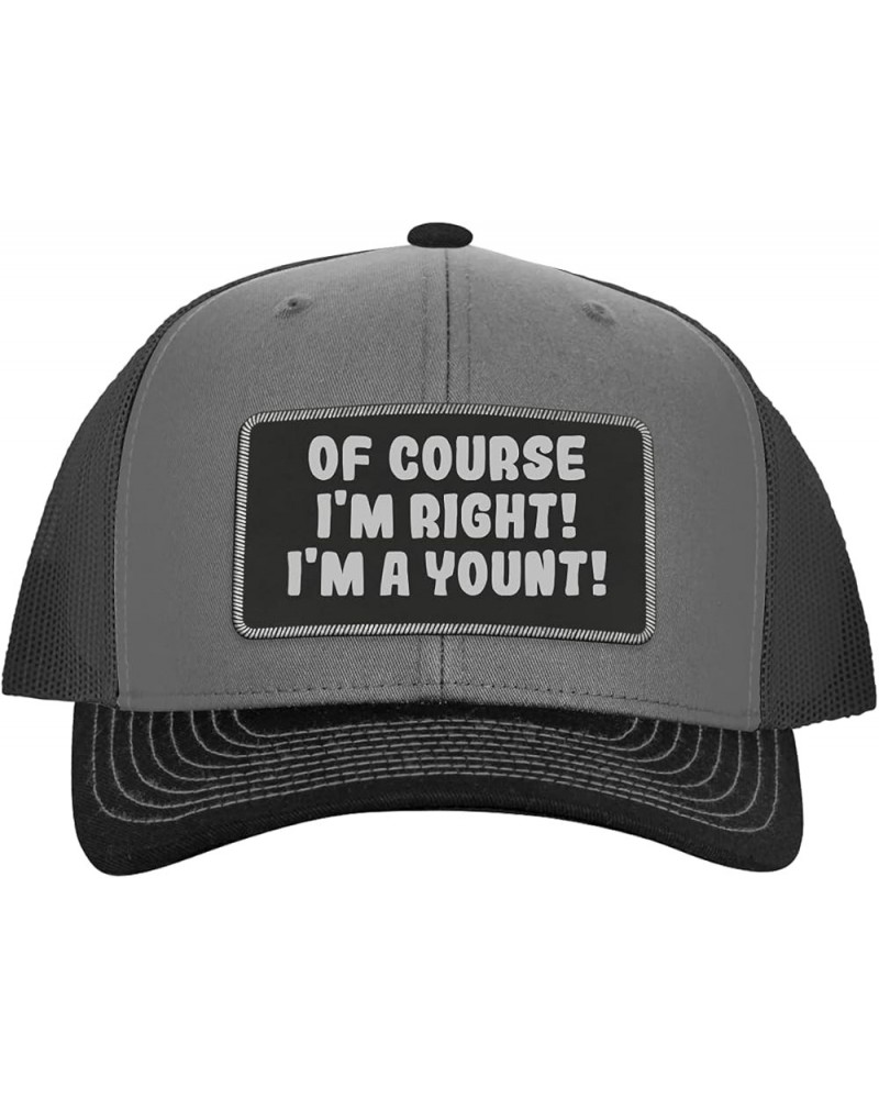 of Course I'm Right! I'm A Yount! - Leather Black Patch Engraved Trucker Hat Grey/steel $18.47 Baseball Caps