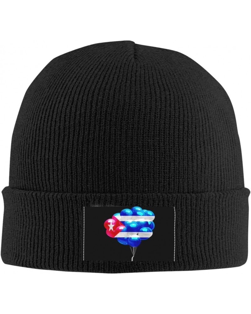 Cuba Flags and Ballons Soft Stretch Warmth Beanie,Men Women Cuffed Thick Skull Knit Hat Cap Black $11.10 Skullies & Beanies