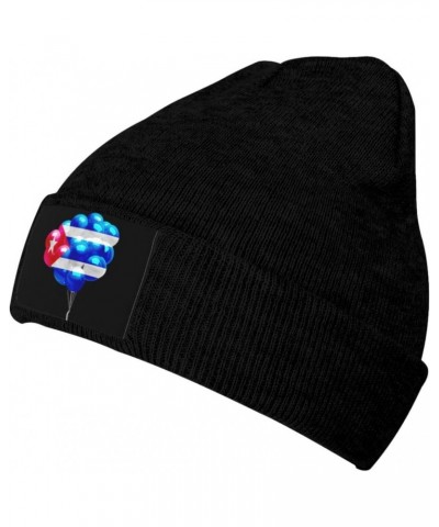 Cuba Flags and Ballons Soft Stretch Warmth Beanie,Men Women Cuffed Thick Skull Knit Hat Cap Black $11.10 Skullies & Beanies