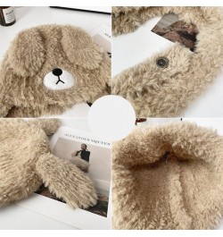 Women's Cute Fuzzy Dog Ears and Face Warm Earflap Beanie with Long Ropes Coffee $10.05 Skullies & Beanies