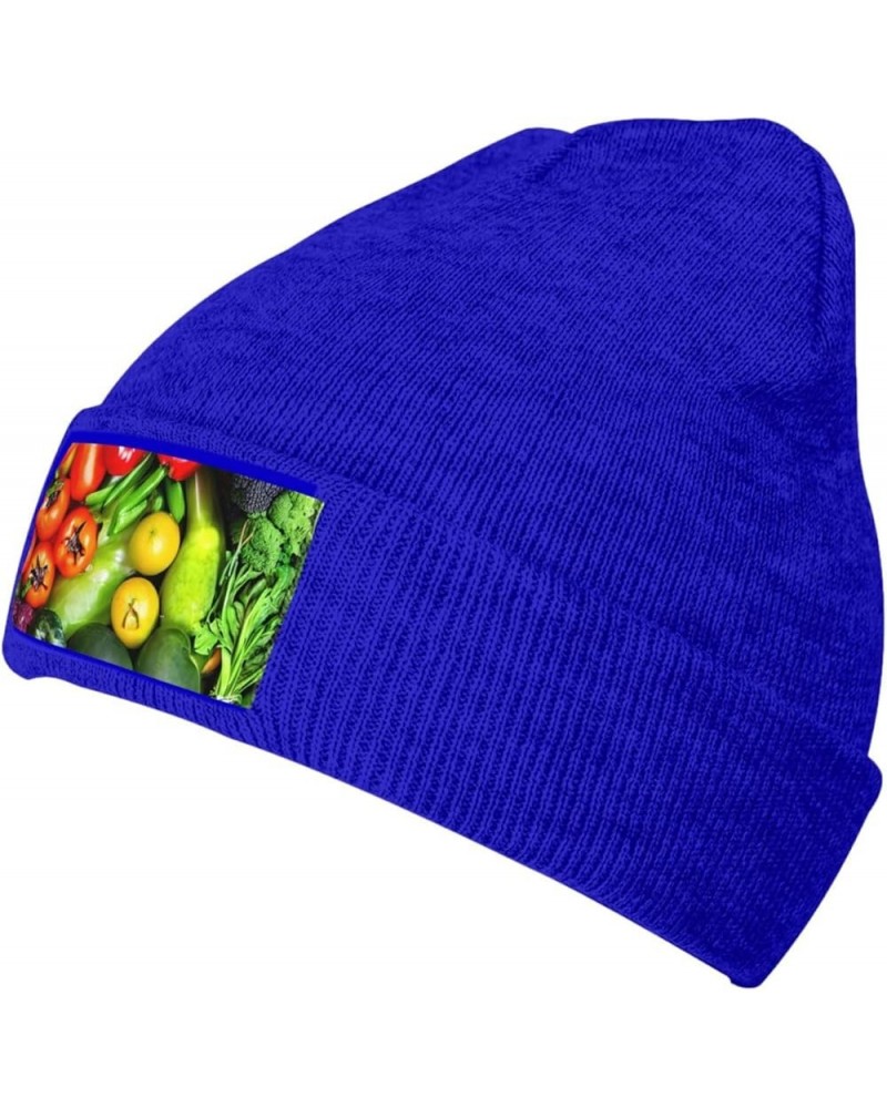 Fresh Vegetables Fruits Print Knitted Hat Knit Cap Daily Knit Hat Men's Unisex Winter Beanie Hat Women Cap Blue $10.72 Skulli...