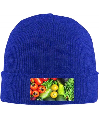 Fresh Vegetables Fruits Print Knitted Hat Knit Cap Daily Knit Hat Men's Unisex Winter Beanie Hat Women Cap Blue $10.72 Skulli...