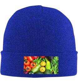 Fresh Vegetables Fruits Print Knitted Hat Knit Cap Daily Knit Hat Men's Unisex Winter Beanie Hat Women Cap Blue $10.72 Skulli...