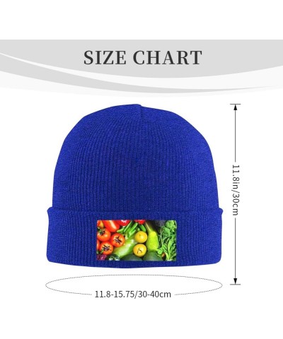 Fresh Vegetables Fruits Print Knitted Hat Knit Cap Daily Knit Hat Men's Unisex Winter Beanie Hat Women Cap Blue $10.72 Skulli...