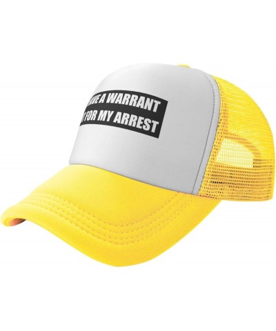 Women's and Men's Baseball Hat Adjustable I Have A Warrant Out for My Arrest Mesh Trucker Cap Original Dad Hat Yellow $10.67 ...