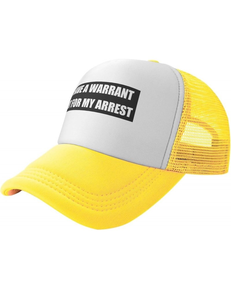 Women's and Men's Baseball Hat Adjustable I Have A Warrant Out for My Arrest Mesh Trucker Cap Original Dad Hat Yellow $10.67 ...