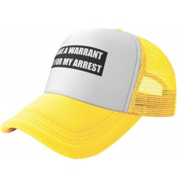 Women's and Men's Baseball Hat Adjustable I Have A Warrant Out for My Arrest Mesh Trucker Cap Original Dad Hat Yellow $10.67 ...