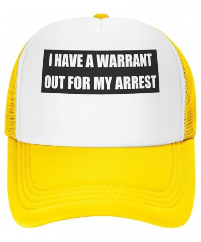 Women's and Men's Baseball Hat Adjustable I Have A Warrant Out for My Arrest Mesh Trucker Cap Original Dad Hat Yellow $10.67 ...