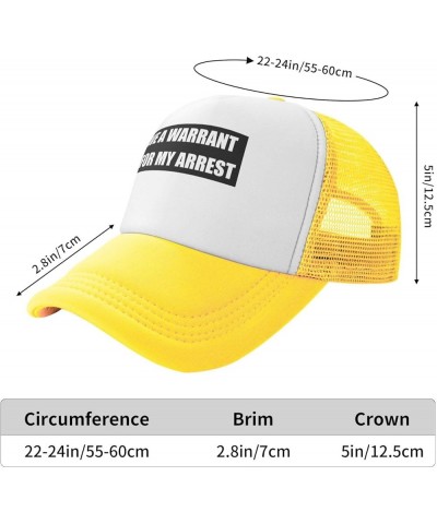 Women's and Men's Baseball Hat Adjustable I Have A Warrant Out for My Arrest Mesh Trucker Cap Original Dad Hat Yellow $10.67 ...