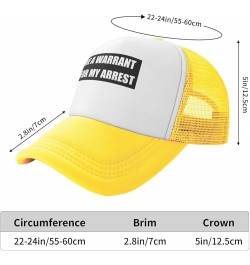 Women's and Men's Baseball Hat Adjustable I Have A Warrant Out for My Arrest Mesh Trucker Cap Original Dad Hat Yellow $10.67 ...