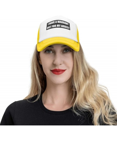 Women's and Men's Baseball Hat Adjustable I Have A Warrant Out for My Arrest Mesh Trucker Cap Original Dad Hat Yellow $10.67 ...