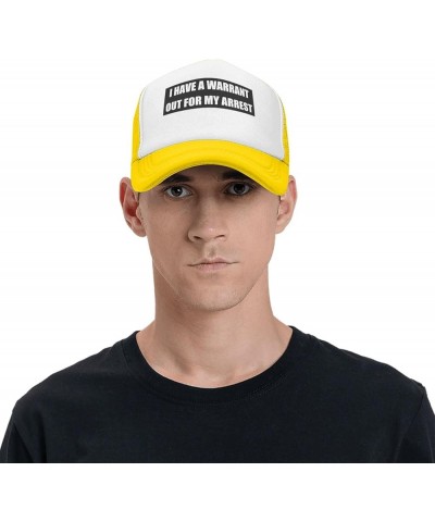 Women's and Men's Baseball Hat Adjustable I Have A Warrant Out for My Arrest Mesh Trucker Cap Original Dad Hat Yellow $10.67 ...