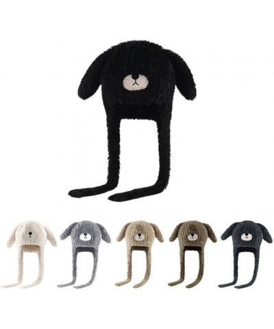 Women's Cute Fuzzy Dog Ears and Face Warm Earflap Beanie with Long Ropes Coffee $10.05 Skullies & Beanies