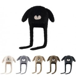 Women's Cute Fuzzy Dog Ears and Face Warm Earflap Beanie with Long Ropes Coffee $10.05 Skullies & Beanies