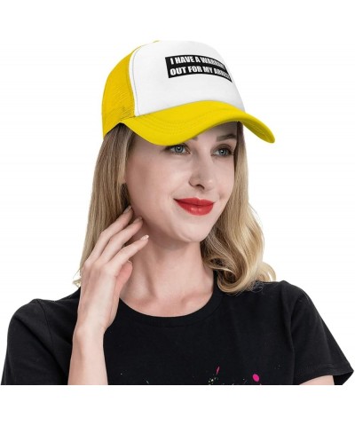 Women's and Men's Baseball Hat Adjustable I Have A Warrant Out for My Arrest Mesh Trucker Cap Original Dad Hat Yellow $10.67 ...