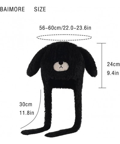 Women's Cute Fuzzy Dog Ears and Face Warm Earflap Beanie with Long Ropes Coffee $10.05 Skullies & Beanies