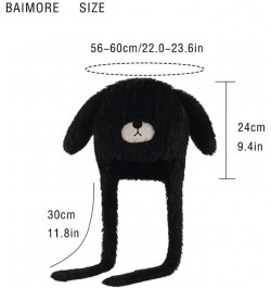 Women's Cute Fuzzy Dog Ears and Face Warm Earflap Beanie with Long Ropes Coffee $10.05 Skullies & Beanies