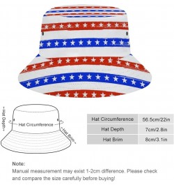 USA Flag Blue Red Star Unisex Bucket Hat Summer Travel Fisherman Cap for Women Men Teens $10.19 Bucket Hats