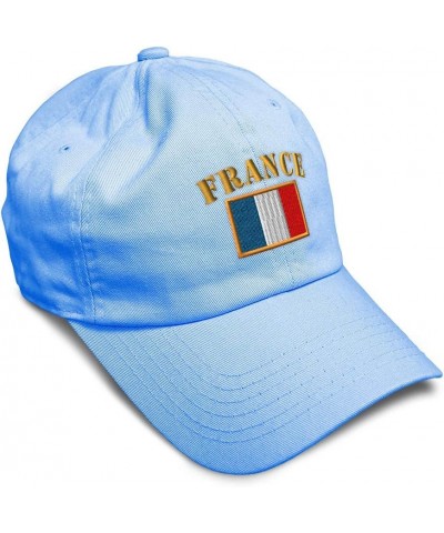 Soft Baseball Cap France Flag Embroidery Flags World Cup Soccer Cotton Embroidered Dad Hats for Men & Women Light Blue Design...