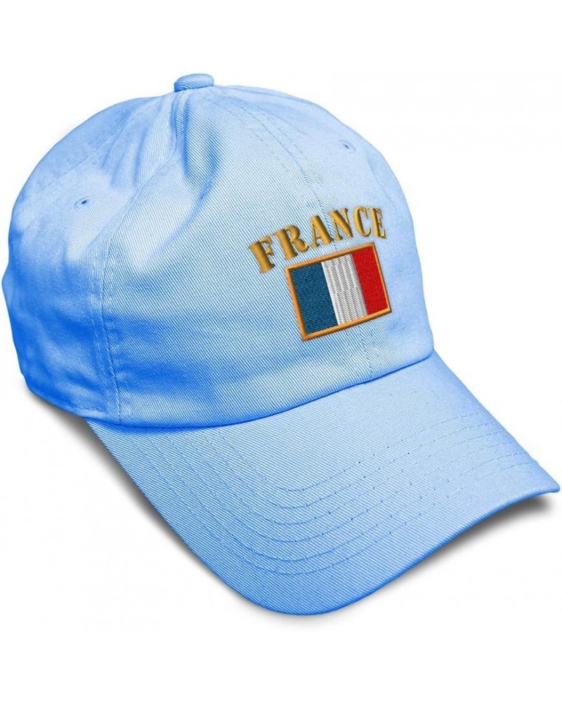 Soft Baseball Cap France Flag Embroidery Flags World Cup Soccer Cotton Embroidered Dad Hats for Men & Women Light Blue Design...