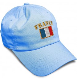 Soft Baseball Cap France Flag Embroidery Flags World Cup Soccer Cotton Embroidered Dad Hats for Men & Women Light Blue Design...