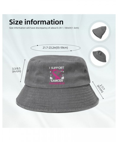 I Support Cancer Awareness Bucket Hat for Women Men Summer Travel Sun Hat Outdoor Cap Funny Bucket Hats Gray $12.48 Bucket Hats