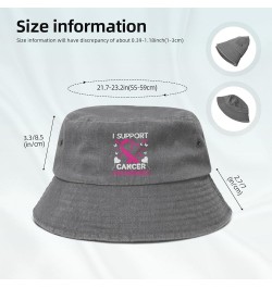 I Support Cancer Awareness Bucket Hat for Women Men Summer Travel Sun Hat Outdoor Cap Funny Bucket Hats Gray $12.48 Bucket Hats