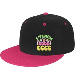 I Teach Good Eggs Snapback Hats for Men Women Hat Baseball Cap Flat Bill Visor White Hat Pink $10.84 Baseball Caps