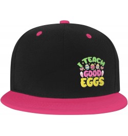 I Teach Good Eggs Snapback Hats for Men Women Hat Baseball Cap Flat Bill Visor White Hat Pink $10.84 Baseball Caps