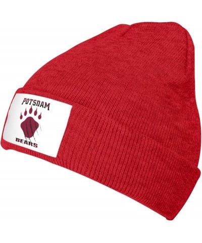 Suny College at Potsdam Logo Ribbed Knit Cap Beanie Hats for Men Women, Warm Cozy Knitted Cuffed Cap Red $7.83 Skullies & Bea...