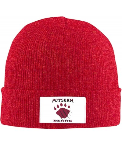 Suny College at Potsdam Logo Ribbed Knit Cap Beanie Hats for Men Women, Warm Cozy Knitted Cuffed Cap Red $7.83 Skullies & Bea...