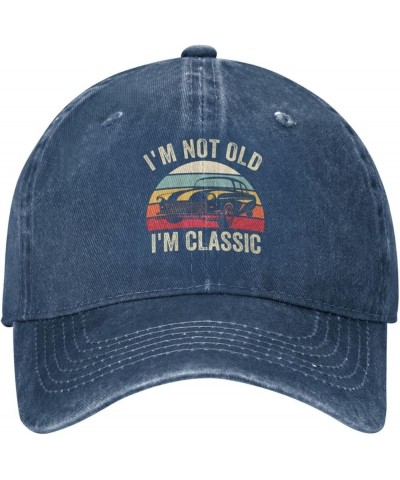 I'm Not Old I'm Vintage Hat Washed Cotton Denim Baseball Cap Trendy Low Profile Trucker Hat Black Navy Blue $12.74 Baseball Caps