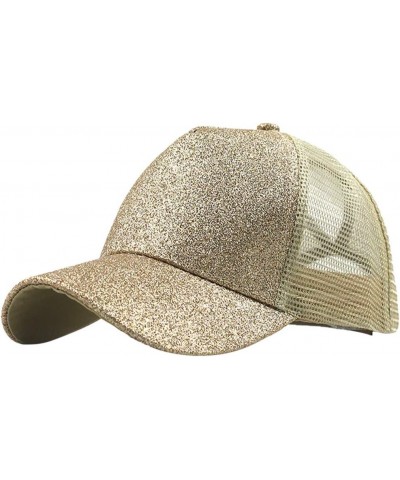 Buns Visor Glitter Plain Unisex Messy Trucker Ponytail Cap Baseball Hat Baseball Caps Fetus Hat Gold $8.09 Baseball Caps