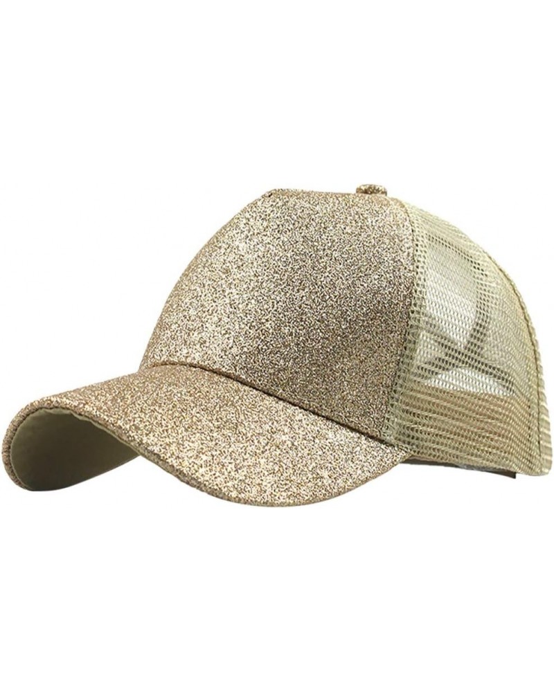 Buns Visor Glitter Plain Unisex Messy Trucker Ponytail Cap Baseball Hat Baseball Caps Fetus Hat Gold $8.09 Baseball Caps