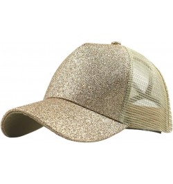 Buns Visor Glitter Plain Unisex Messy Trucker Ponytail Cap Baseball Hat Baseball Caps Fetus Hat Gold $8.09 Baseball Caps