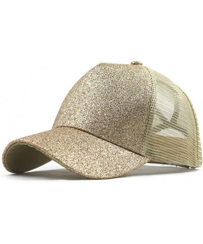 Buns Visor Glitter Plain Unisex Messy Trucker Ponytail Cap Baseball Hat Baseball Caps Fetus Hat Gold $8.09 Baseball Caps