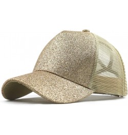 Buns Visor Glitter Plain Unisex Messy Trucker Ponytail Cap Baseball Hat Baseball Caps Fetus Hat Gold $8.09 Baseball Caps