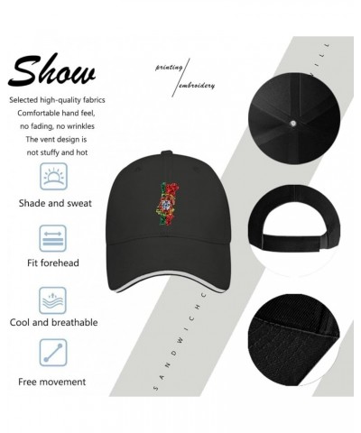 Flag Map Mesh Portugal Baseball Hats Vintage Golf Hat for Women Gift for Son Golf Black $10.52 Baseball Caps