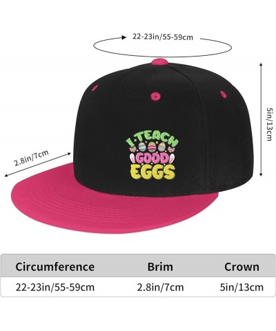 I Teach Good Eggs Snapback Hats for Men Women Hat Baseball Cap Flat Bill Visor White Hat Pink $10.84 Baseball Caps