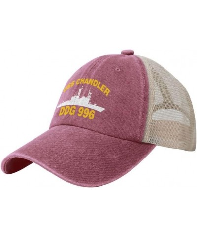 USS Chandler DDG 996 Flag Baseball Caps-Denim Hats Cowboy Knit hat Fisherman's hat Red $16.60 Baseball Caps