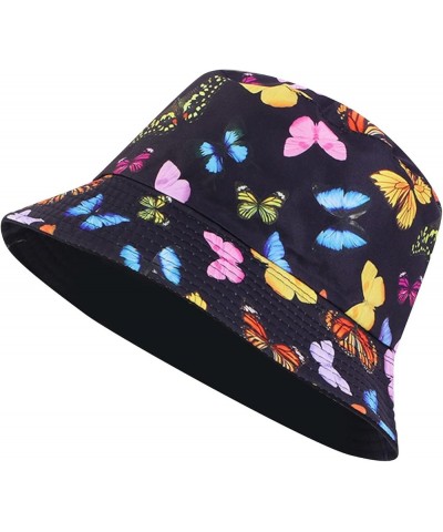 Unisex Print Double Side Wear Reversible Bucket Hat Trendy Cotton Twill Canvas Sun Bucket Hats for Boys Teens Black $9.10 Buc...