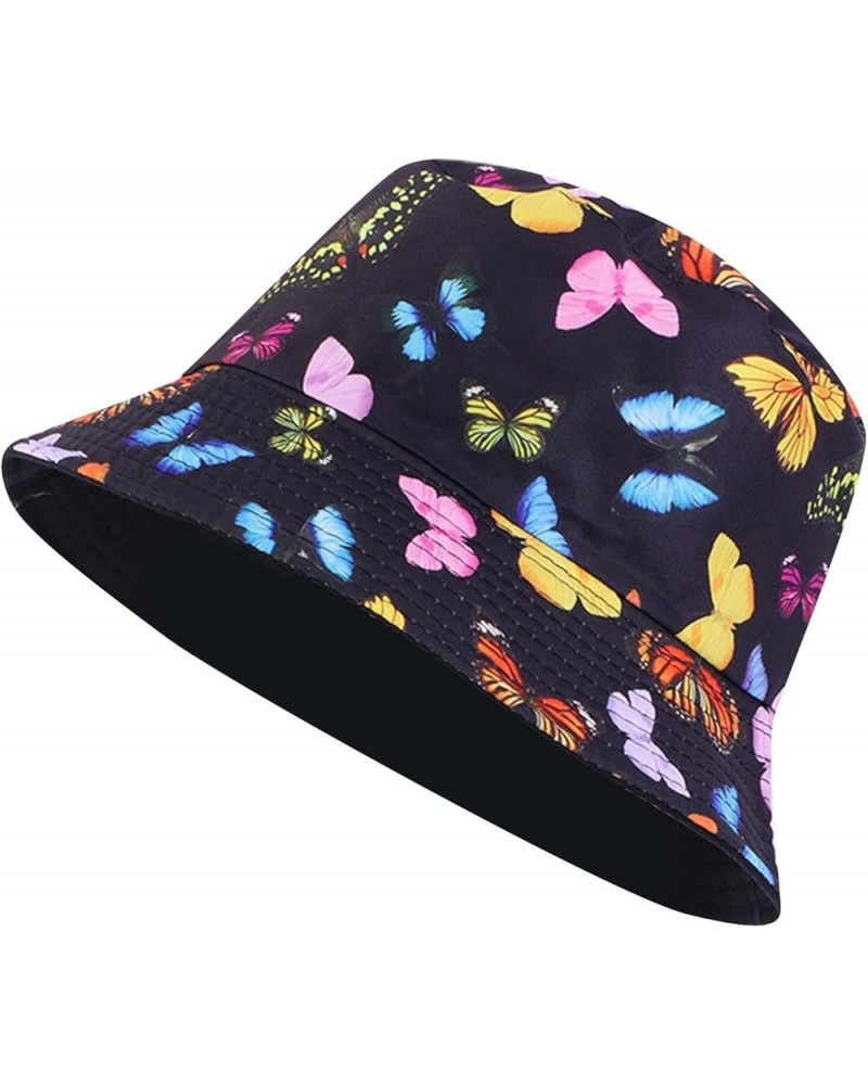 Unisex Print Double Side Wear Reversible Bucket Hat Trendy Cotton Twill Canvas Sun Bucket Hats for Boys Teens Black $9.10 Buc...