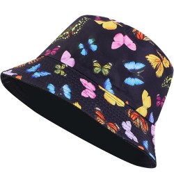 Unisex Print Double Side Wear Reversible Bucket Hat Trendy Cotton Twill Canvas Sun Bucket Hats for Boys Teens Black $9.10 Buc...