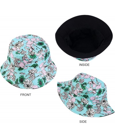 Unisex Print Double Side Wear Reversible Bucket Hat Trendy Cotton Twill Canvas Sun Bucket Hats for Boys Teens Black $9.10 Buc...