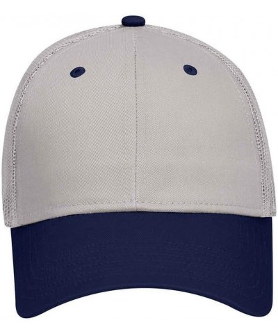 6 Panel Blend Twill Structured Low Profile Mesh Back Snapback Trucker Hat Navy/Gray $10.15 Baseball Caps