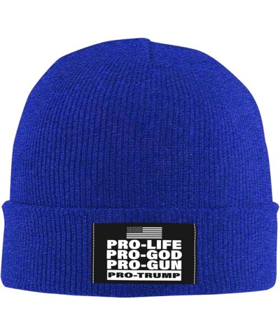 Pro Life Pro Gun Pro God Pro Trump Beanie Hat Men Winter Knit Hat Women Slouchy Skull Cap Sleep Cap Hedging Hat Black Blue $1...