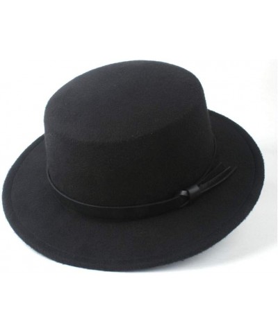 Classic Fedora Hat Men Women Fashion Winter Flat Top Hat Wide Brim Hat Panama Hat Wool Cap Fedora Hat Size 56-58CM (Color : R...