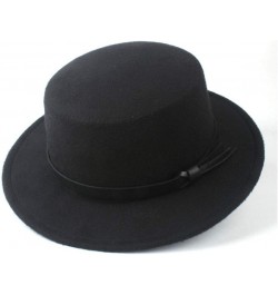 Classic Fedora Hat Men Women Fashion Winter Flat Top Hat Wide Brim Hat Panama Hat Wool Cap Fedora Hat Size 56-58CM (Color : R...