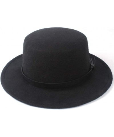 Classic Fedora Hat Men Women Fashion Winter Flat Top Hat Wide Brim Hat Panama Hat Wool Cap Fedora Hat Size 56-58CM (Color : R...