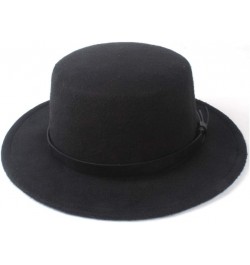 Classic Fedora Hat Men Women Fashion Winter Flat Top Hat Wide Brim Hat Panama Hat Wool Cap Fedora Hat Size 56-58CM (Color : R...